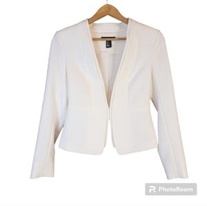 H&M White Women’s Waist-Length Blazer, Size 6